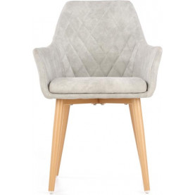 Krzesło pikowane z ekoskóry z podłokietnikami K287 popielate Halmar do kuchni, jadalni i salonu. 2