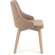 Skandynawskie Krzesło tapicerowane na drewnianych nogach TOLEDO dąb sonoma/beżowy Halmar do kuchni, salonu i restauracji.