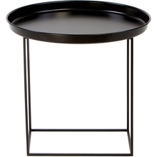 Industrialny Okrągły stolik metalowy z tacą Ramme 50 czarny Nordifra do salonu i poczekalni.