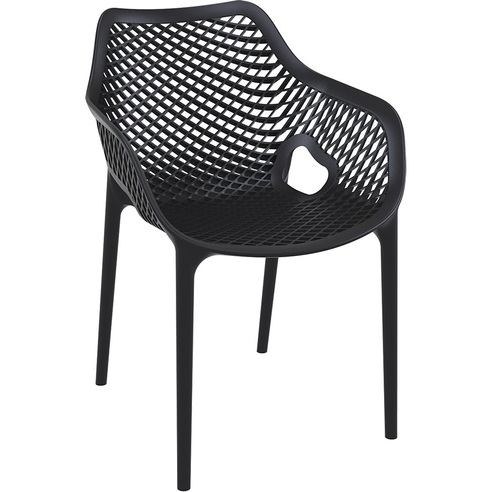 Nowoczesne Krzesło ażurowe z podłokietnikami AIR XL czarne Siesta do kuchni, jadalni i salonu.