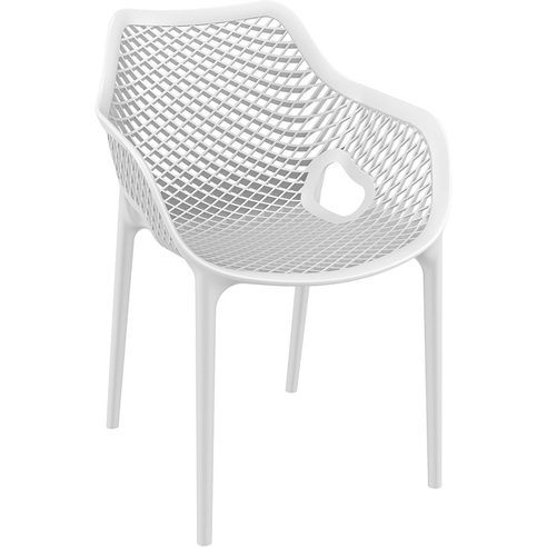 Nowoczesne Krzesło ażurowe z podłokietnikami AIR XL białe Siesta do kuchni, jadalni i salonu.