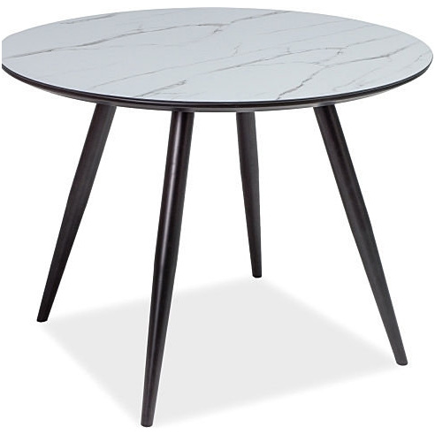Stół okrągły glamour Ideal 100 marmur/czarny Signal do jadalni, kuchni i salonu.