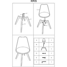 Stylowe Krzesło skandynawskie z poduszką Kris szary/dąb Signal do kuchni, salonu i restauracji.