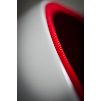Designerski Fotel Ovalia Chair biało-czerwony D2.Design do salonu i sypialni.