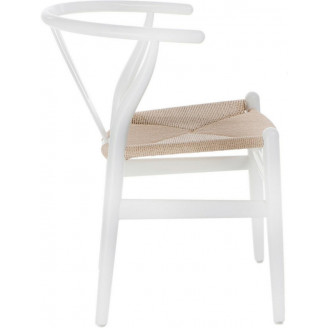 Stylowe Krzesło drewniane skandynawskie Wicker biały/beż D2.Design do kuchni, salonu i restauracji.