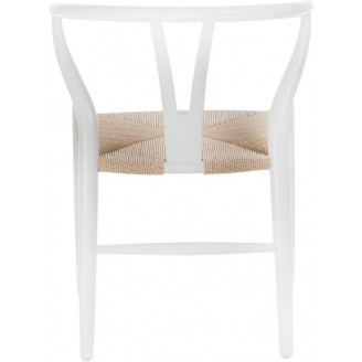 Stylowe Krzesło drewniane skandynawskie Wicker biały/beż D2.Design do kuchni, salonu i restauracji.