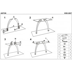Stół szklany prostokątny ANTON 140x80 czarny Halmar do kuchni. 2