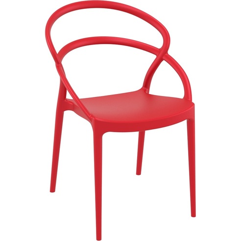 Stylowe Krzesło z tworzywa PIA czerwone Siesta do stołu.