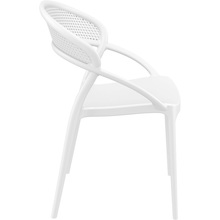 Nowoczesne Krzesło ażurowe z podłokietnikami SUNSET białe Siesta do kuchni, jadalni i salonu.