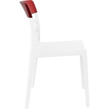Stylowe Krzesło z tworzywa MOON białe/czerwone przezroczyste Siesta do salonu, kuchni i restuaracji.