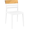 Stylowe Krzesło z tworzywa MOON białe/bursztynowe przezroczyste Siesta do salonu, kuchni i restuaracji.