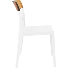 Stylowe Krzesło z tworzywa MOON białe/bursztynowe przezroczyste Siesta do salonu, kuchni i restuaracji.