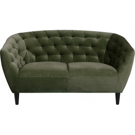 Stylowa Pikowana sofa welurowa 2 os. Ria Vic 150 zielona Actona do salonu, poczekalni i kawiarni. 2
