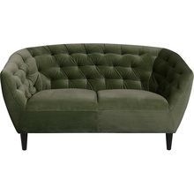 Stylowa Pikowana sofa welurowa 2 os. Ria Vic 150 zielona Actona do salonu, poczekalni i kawiarni.