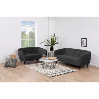 Stylowa Pikowana sofa welurowa 2 os. Ria Vic 150 szara Actona do salonu, poczekalni i kawiarni.