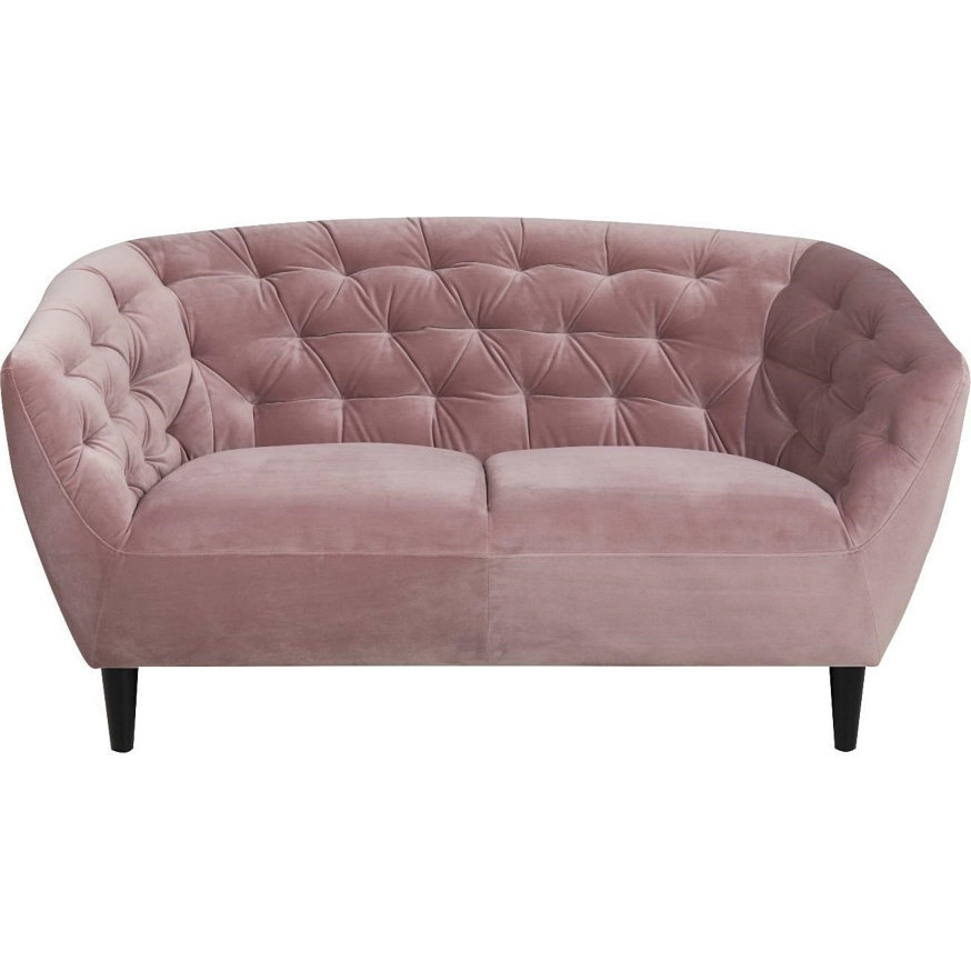 Stylowa Pikowana sofa welurowa 2 os. Ria Vic 150 różowa Actona do salonu, poczekalni i kawiarni.