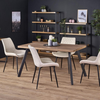 Stół rozkładany loft Berlin 140x85 orzech/czarny Halmar do jadalni, kuchni i salonu.