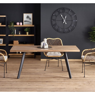 Stół rozkładany loft Berlin 140x85 orzech/czarny Halmar do jadalni, kuchni i salonu.