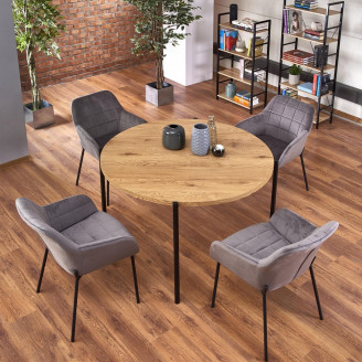 Stół okrągły loft Morgan 120 dąb złoty/czarny Halmar do jadalni, kuchni i salonu.