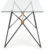 Stół szklany industrialny Allegro 160x80 przeźroczysty/czarny Halmar do jadalni, kuchni i salonu.