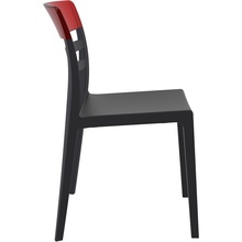 Stylowe Krzesło z tworzywa MOON czarne/czerwone przezroczyste Siesta do salonu, kuchni i restuaracji.