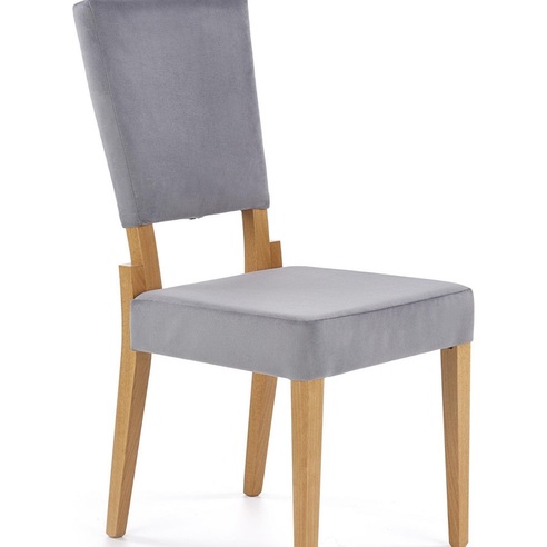 Klasyczne Krzesło tapicerowane na drewnianych nogach Sorbus szary/dąb Halmar do kuchni, salonu i jadalni.