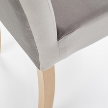 Klasyczne Krzesło tapicerowane na drewnianych nogach Clarion szary/dąb Halmar do kuchni, salonu i jadalni.