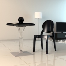 Designerskie Krzesło z tworzywa ELIZABETH lśniące czarne Siesta do kuchni, kawiarni i restauracji.