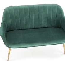 Stylowa Tapicerowana sofa wypoczynkowa na złotych nogach Elegance II 132 ciemno zielony Halmar do salonu, poczekalni i kawiarni.