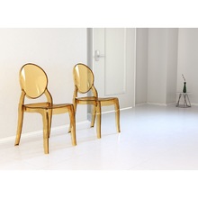 Designerskie Krzesło z tworzywa ELIZABETH bursztynowe przezroczyste Siesta do kuchni, kawiarni i restauracji.