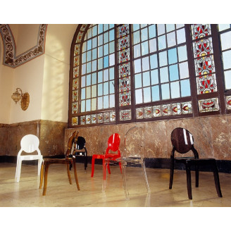 Designerskie Krzesło z tworzywa ELIZABETH czarne przezroczyste Siesta do kuchni, kawiarni i restauracji.