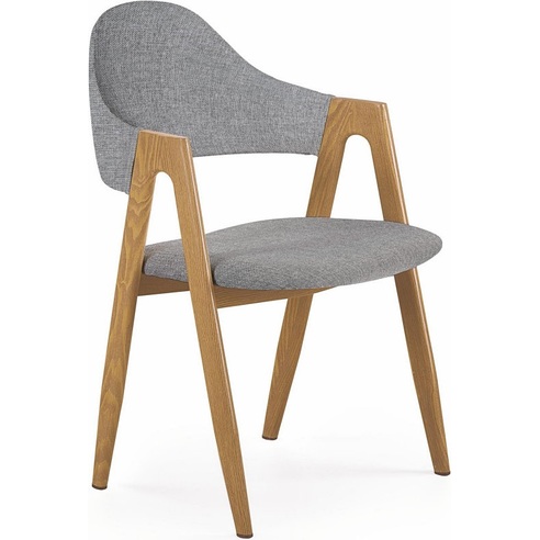 Stylowe Krzesło skandynawskie tapicerowane z podłokietnikami Elbo K344 popiel Halmar do stołu w jadalni.
