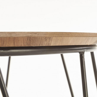 Industrialny Stolik kawowy druciany loft Nubira 60 orzech Halmar do salonu i poczekalni.