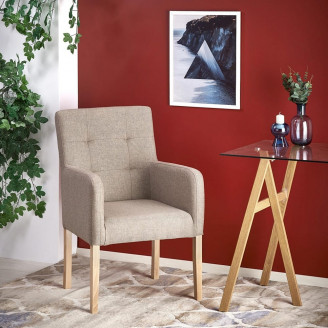 Designerski Fotel klubowy pikowany Filo beż/dąb miodowy Halmar do salonu, kawiarni czy restauracji.