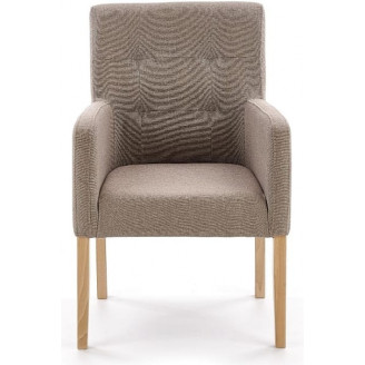 Designerski Fotel klubowy pikowany Filo beż/dąb miodowy Halmar do salonu, kawiarni czy restauracji.