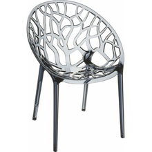 Stylowe Krzesło ażurowe z tworzywa CRYSTAL szare dymione przezroczyste Siesta do salonu, kuchni i restuaracji.