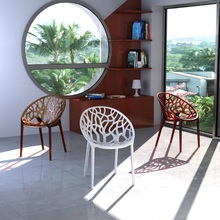 Designerskie Krzesło ażurowe z tworzywa CRYSTAL bursztynowe przezroczyste Siesta do kuchni, kawiarni i restauracji.