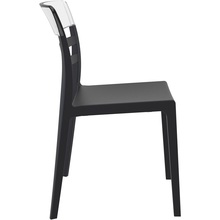 Stylowe Krzesło z tworzywa MOON czarne/przezroczyste Siesta do salonu, kuchni i restuaracji.