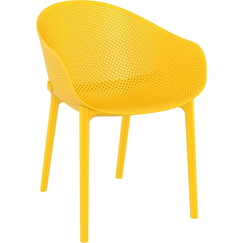 Nowoczesne Krzesło ażurowe z podłokietnikami Sky żółte Siesta do kuchni, jadalni i salonu.