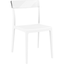 Stylowe Krzesło z tworzywa FLASH białe/przezroczyste Siesta do salonu, kuchni i restuaracji.