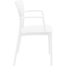 Stylowe Krzesło plastikowe z podłokietnikami Lisa białe Siesta do stołu.
