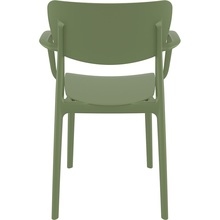 Stylowe Krzesło plastikowe z podłokietnikami Lisa oliwkowe Siesta do stołu.