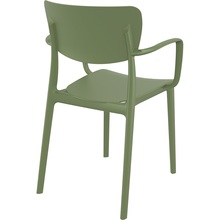 Stylowe Krzesło plastikowe z podłokietnikami Lisa oliwkowe Siesta do stołu.