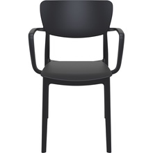 Stylowe Krzesło plastikowe z podłokietnikami Lisa czarne Siesta do stołu.
