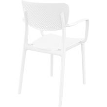 Nowoczesne Krzesło ażurowe z podłokietnikami Loft białe Siesta do kuchni, jadalni i salonu.