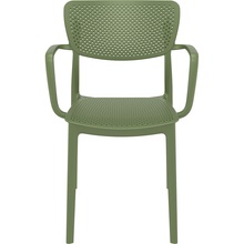 Nowoczesne Krzesło ażurowe z podłokietnikami Loft oliwkowe Siesta do kuchni, jadalni i salonu.