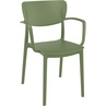 Nowoczesne Krzesło ażurowe z podłokietnikami Loft oliwkowe Siesta do kuchni, jadalni i salonu.