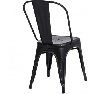 Designerskie Krzesło metalowe industrialne Paris Antique czarne D2.Design do kuchni, kawiarni i restauracji.