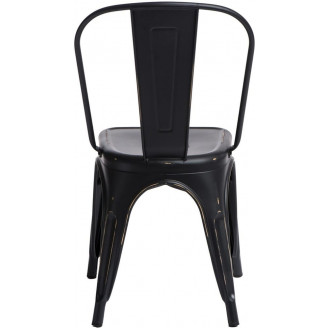 Designerskie Krzesło metalowe industrialne Paris Antique czarne D2.Design do kuchni, kawiarni i restauracji.