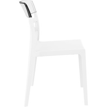 Stylowe Krzesło z tworzywa MOON białe/przezroczyste Siesta do salonu, kuchni i restuaracji.